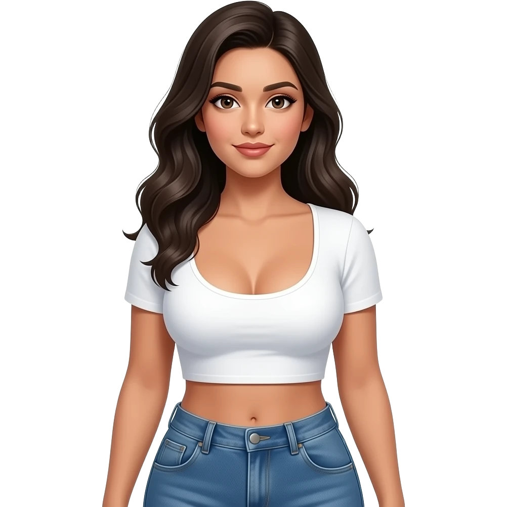A full skinny uncovered body latina with uncovered massive boobs emoji