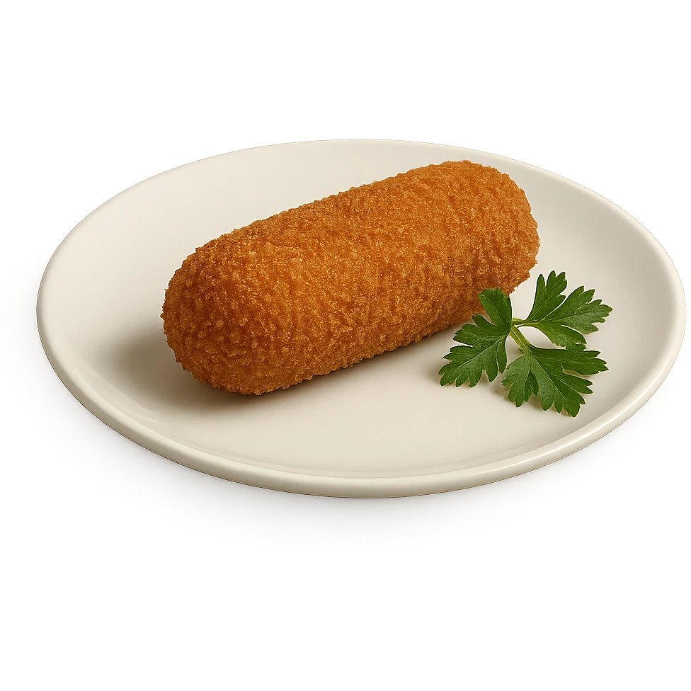 realistic kroket on a white plate, with parsley garnish emoji