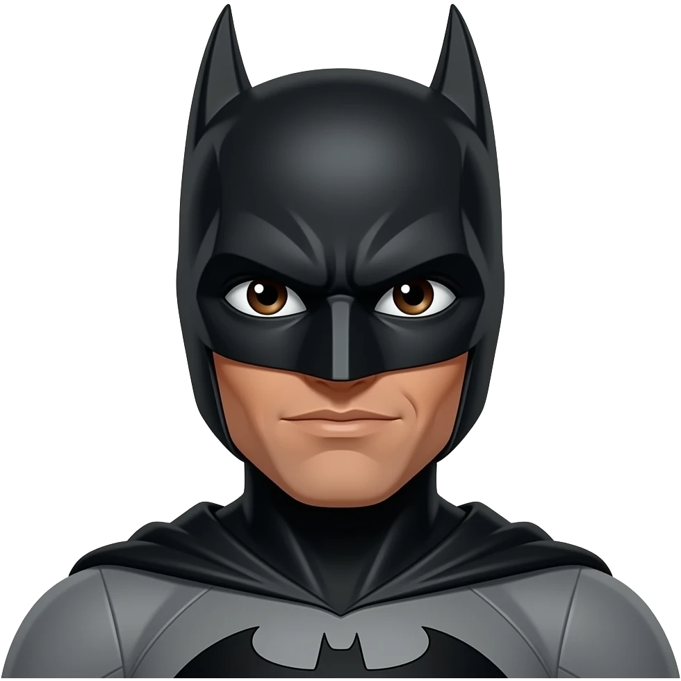 batman really darker brown skin and dark brown eyes with emoji