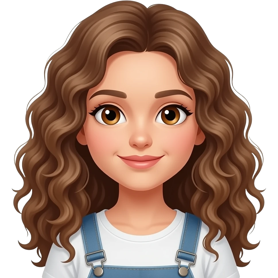 white girl with brown eyes and long curly hair that like to travel emoji