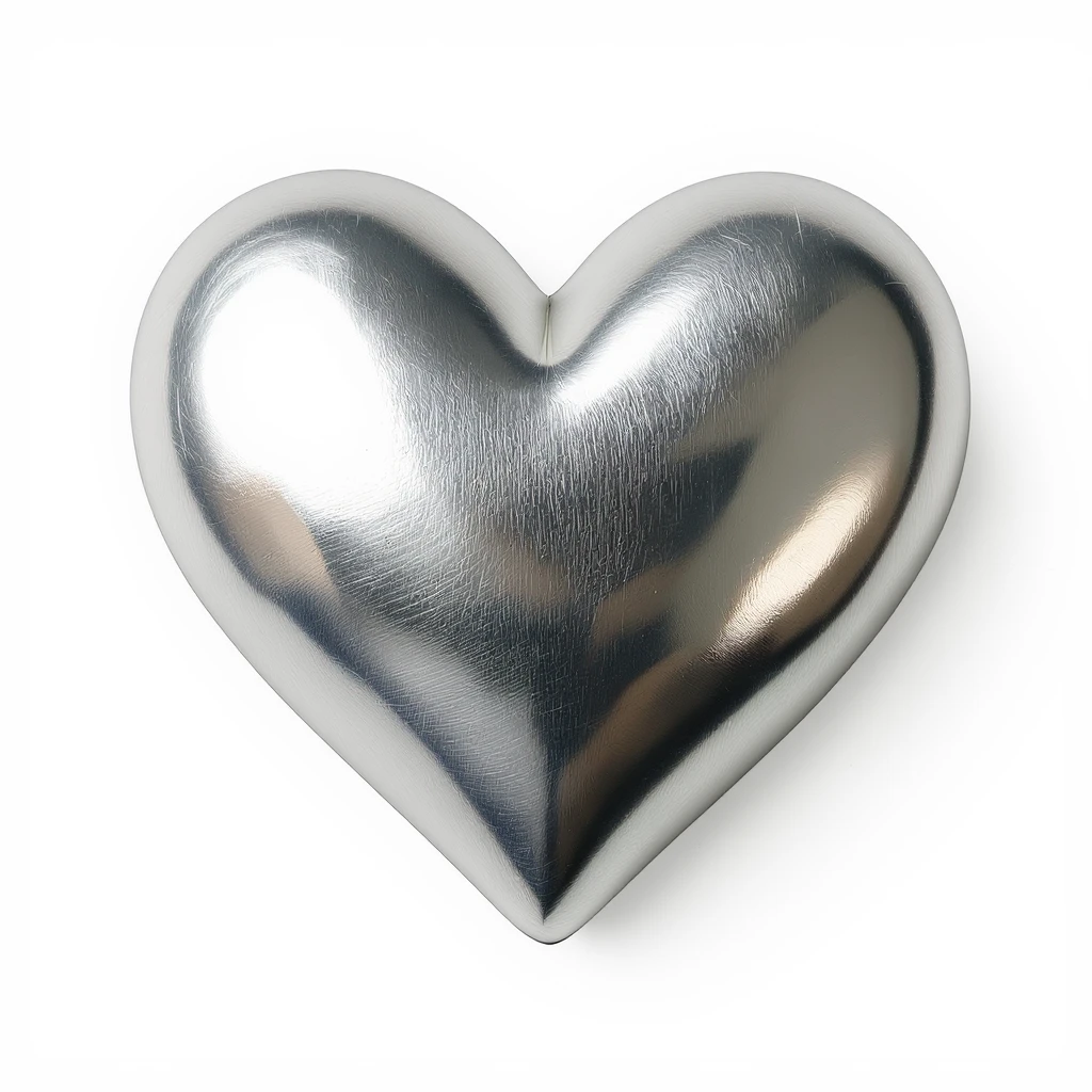heart with a metallic silver finish emoji
