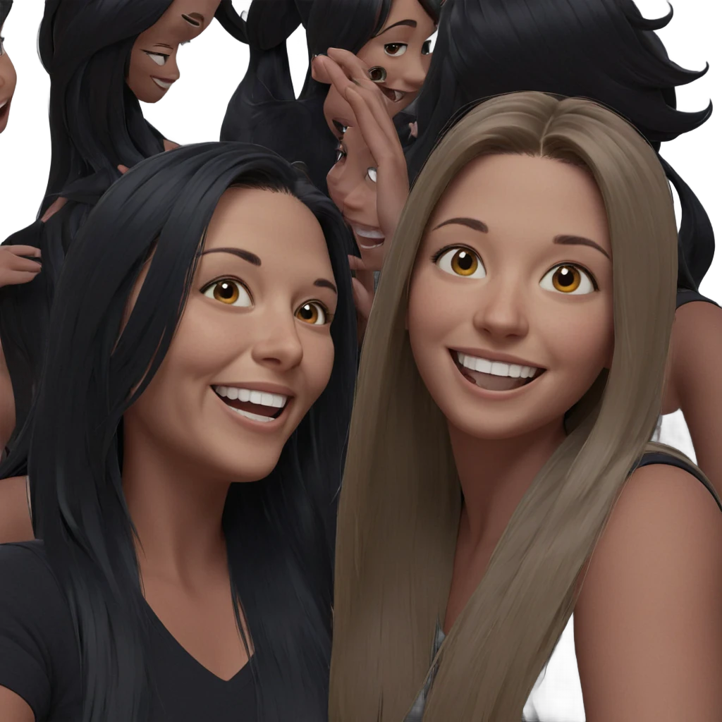 smiling girls with long hair emoji