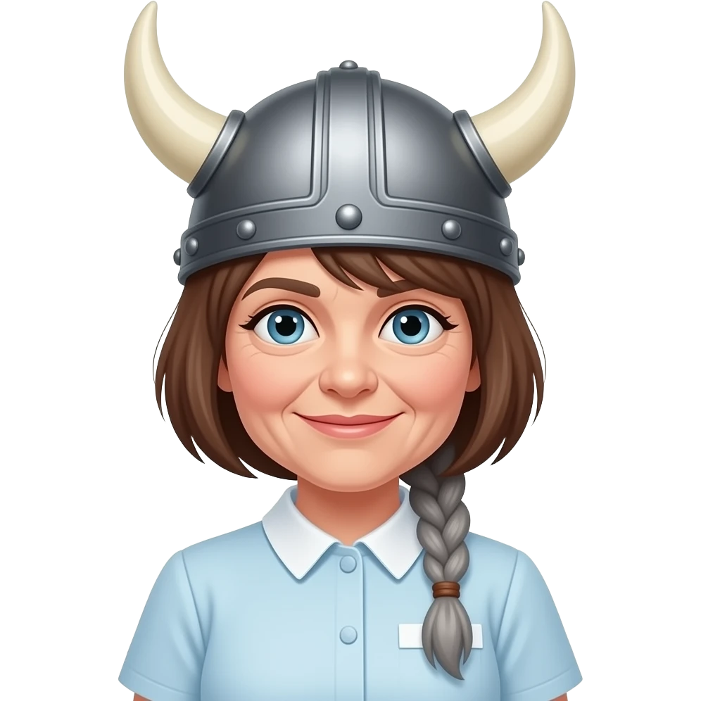 Viking helmet opera gray braids old woman french kissing shortest hair brunette granny woman nurse emoji