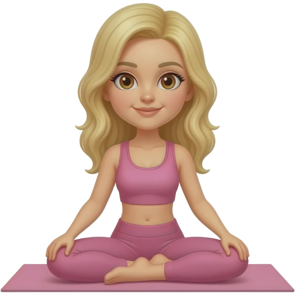 yoga loira olhos castanhos roupa rosa emoji
