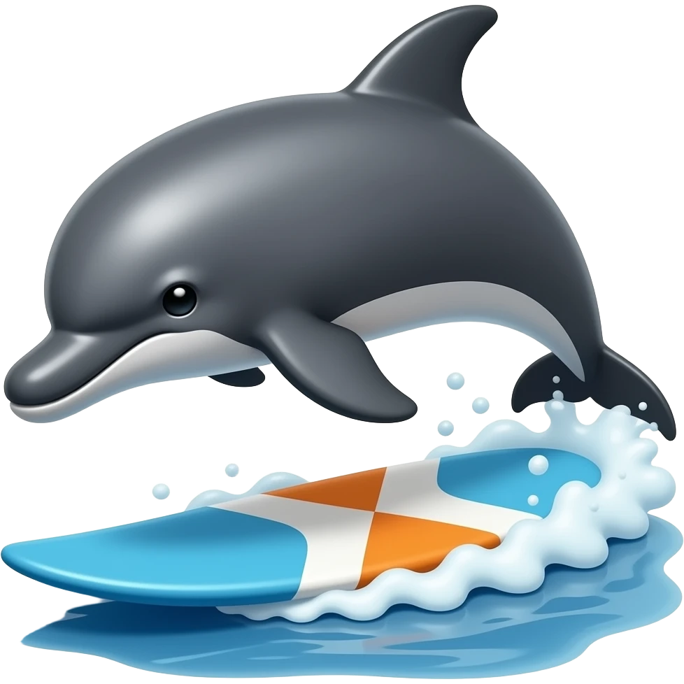 black byd dolphin surf emoji