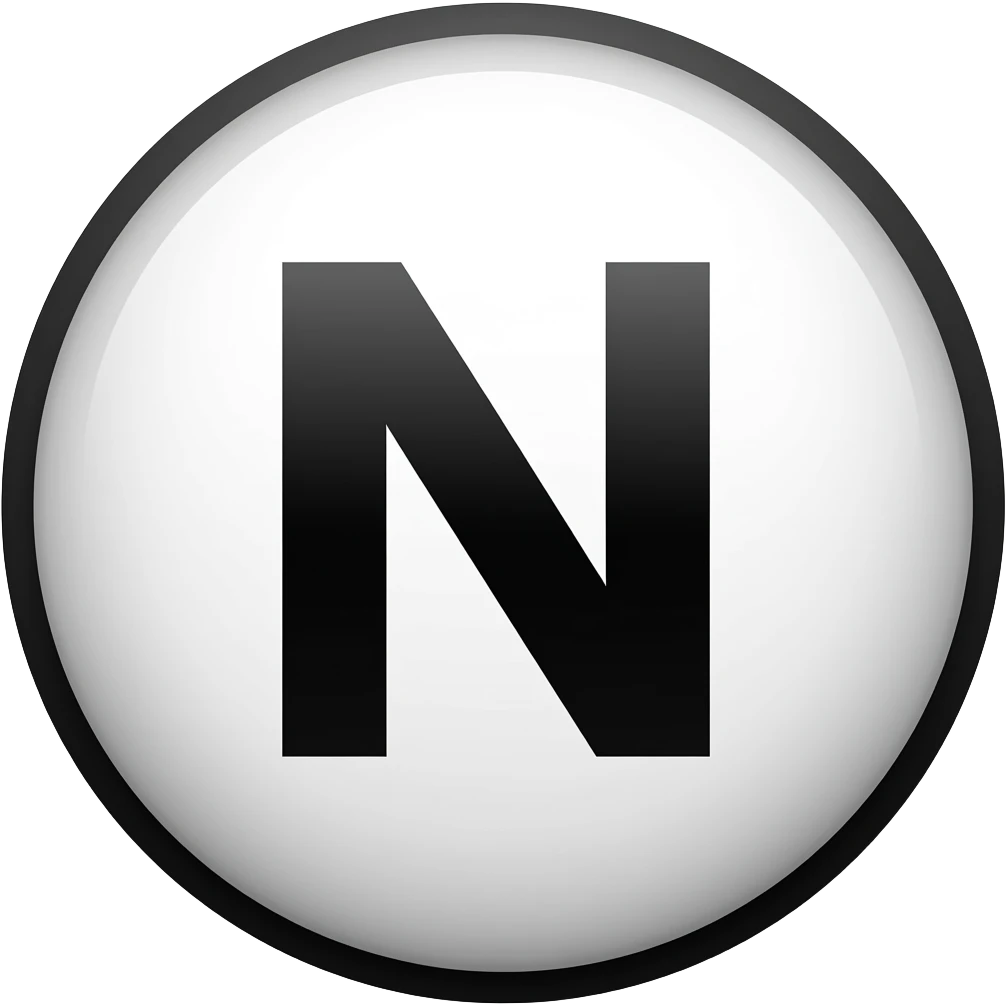 Capital(black) N inside black outlined circle on white Background emoji