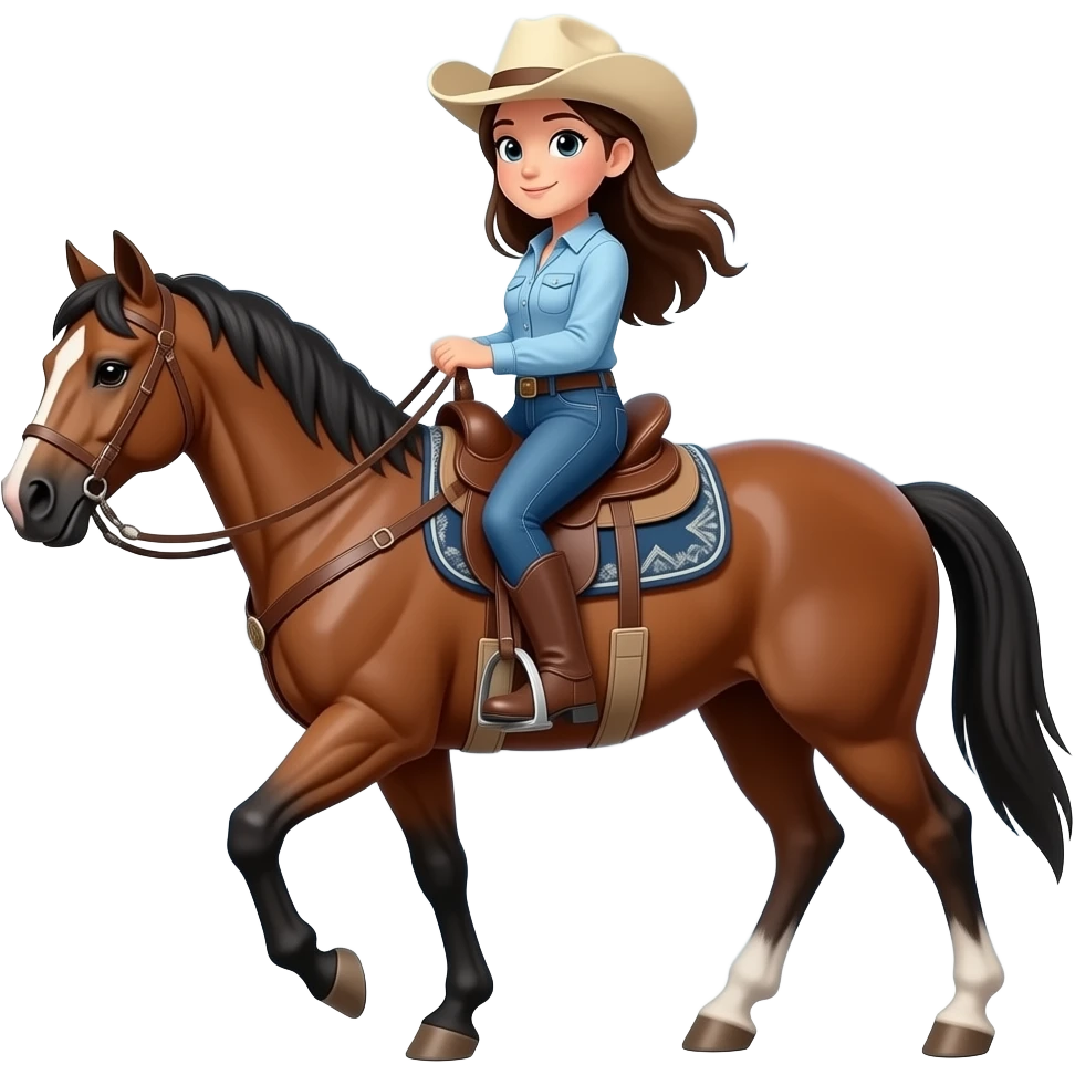cowgirl walking horse in thunderdtorm emoji