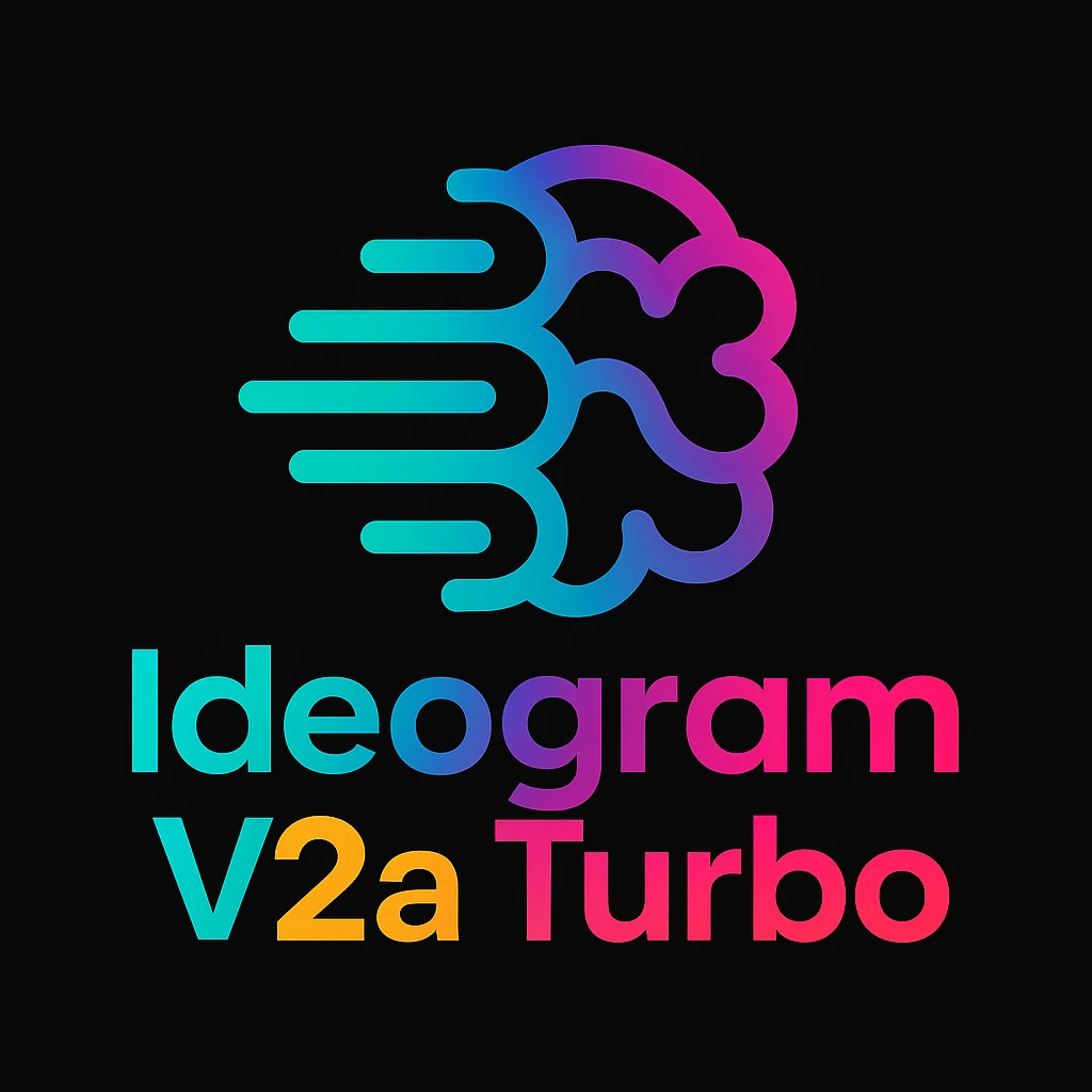 make a colorful text of "Ideogram V2a Turbo", black background, add this logo too emoji
