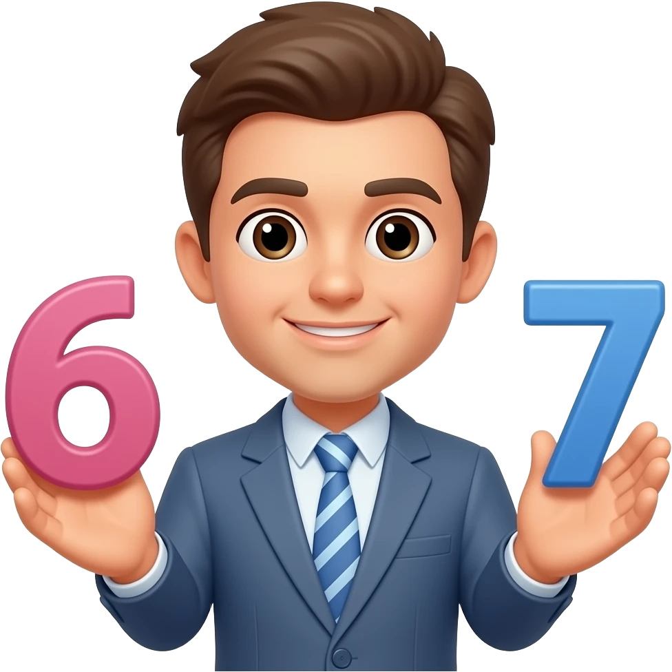 Make a emoji of the joke 6 7 make him holding the 6 7 in his palms don't show the palms emoji