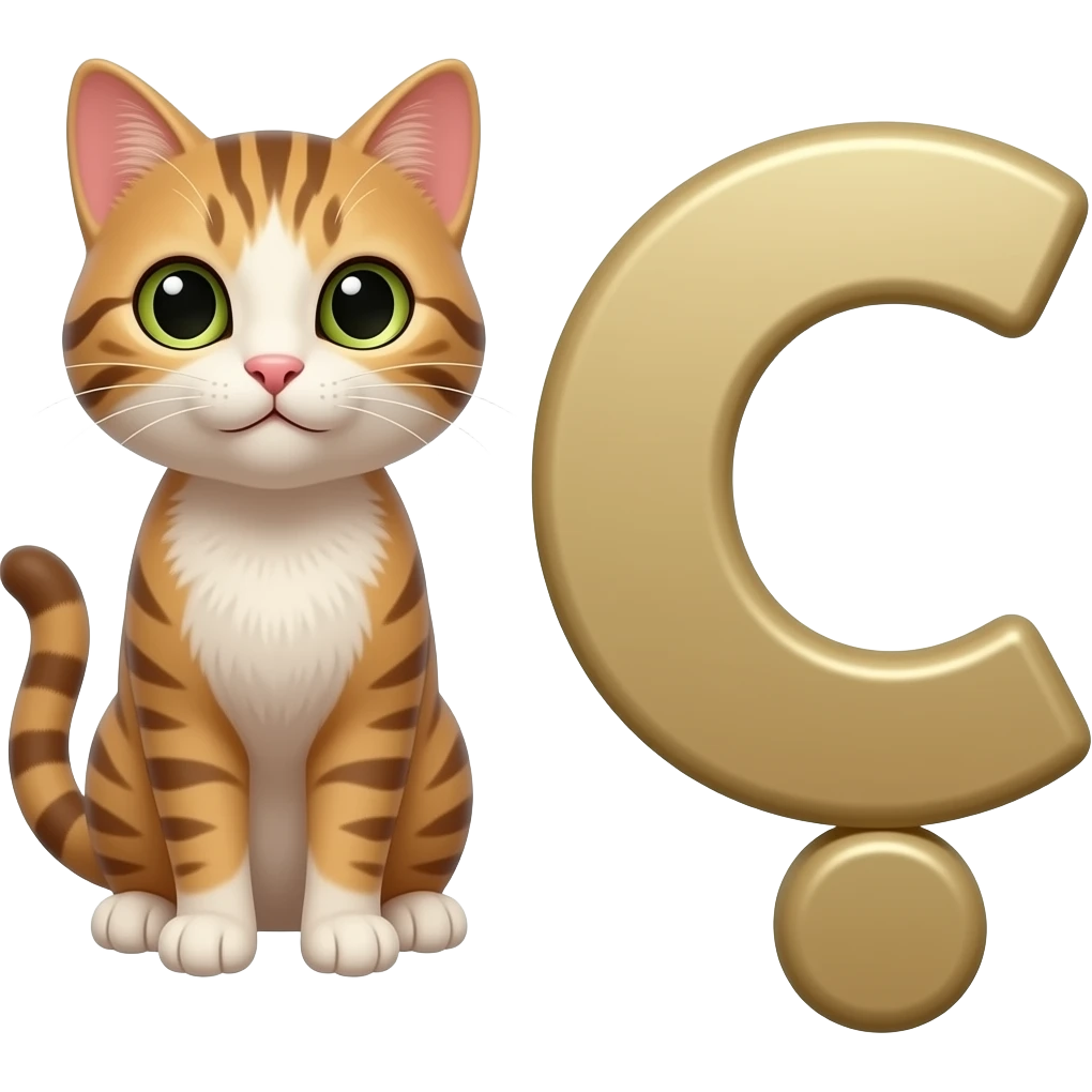 Letra ç com um gato emoji