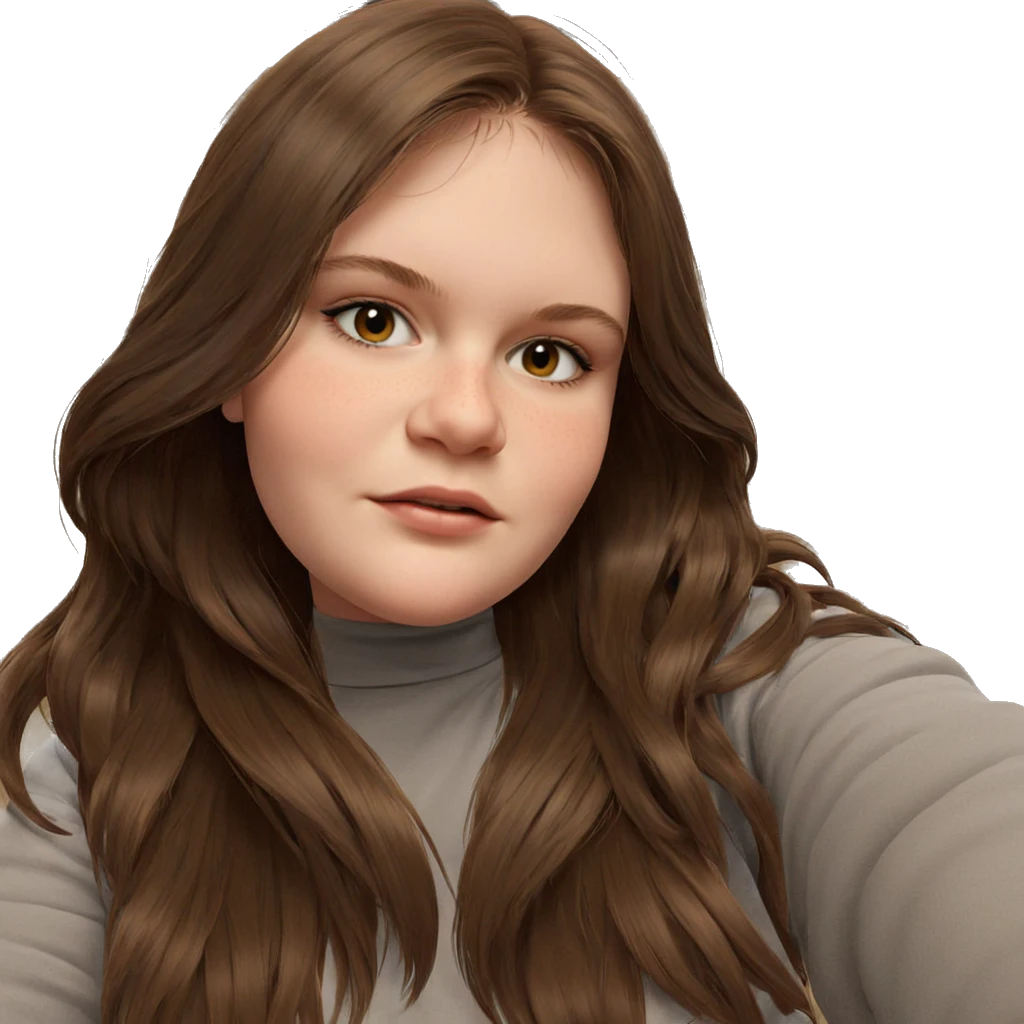 realistic girl with brown hair emoji