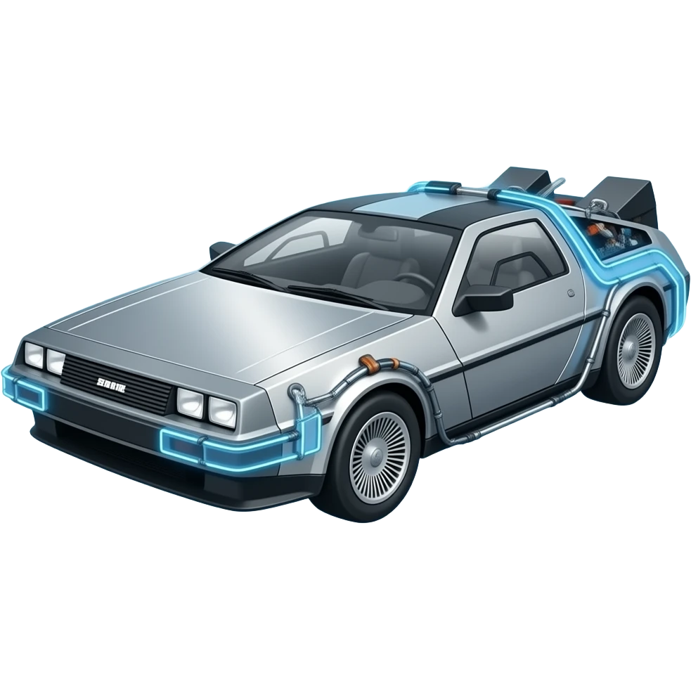 A DeLorean car surrounded by electric arcs emoji
