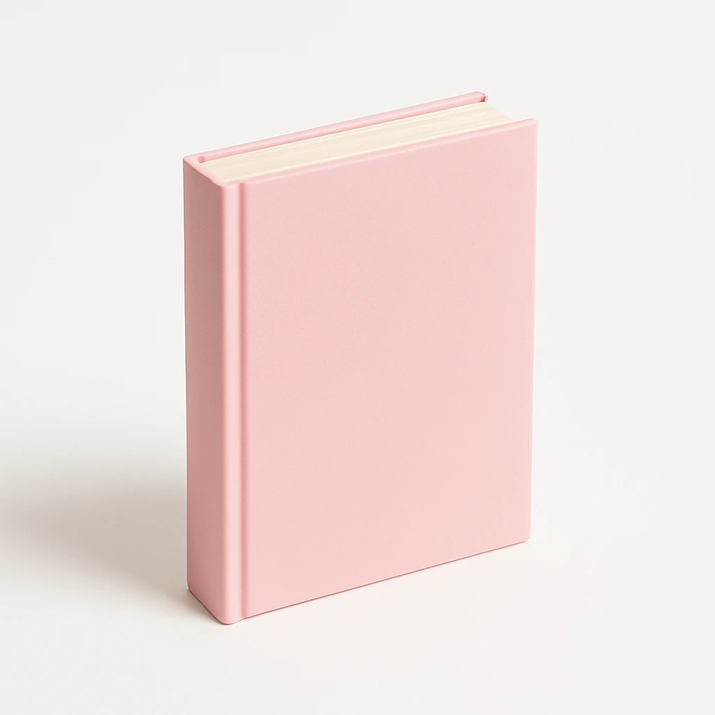 minimal pink book on white background, no text emoji