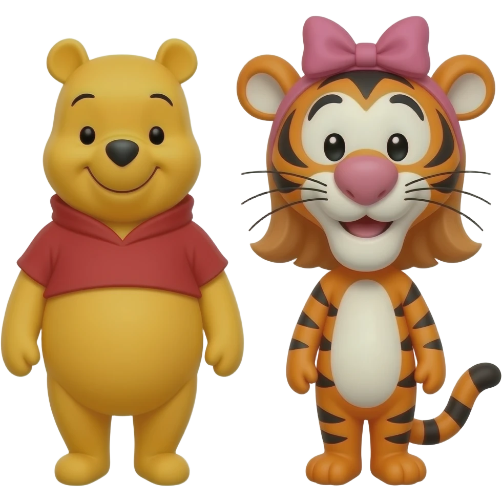 Winnie pooh con una tigger niña con su moño rosa emoji