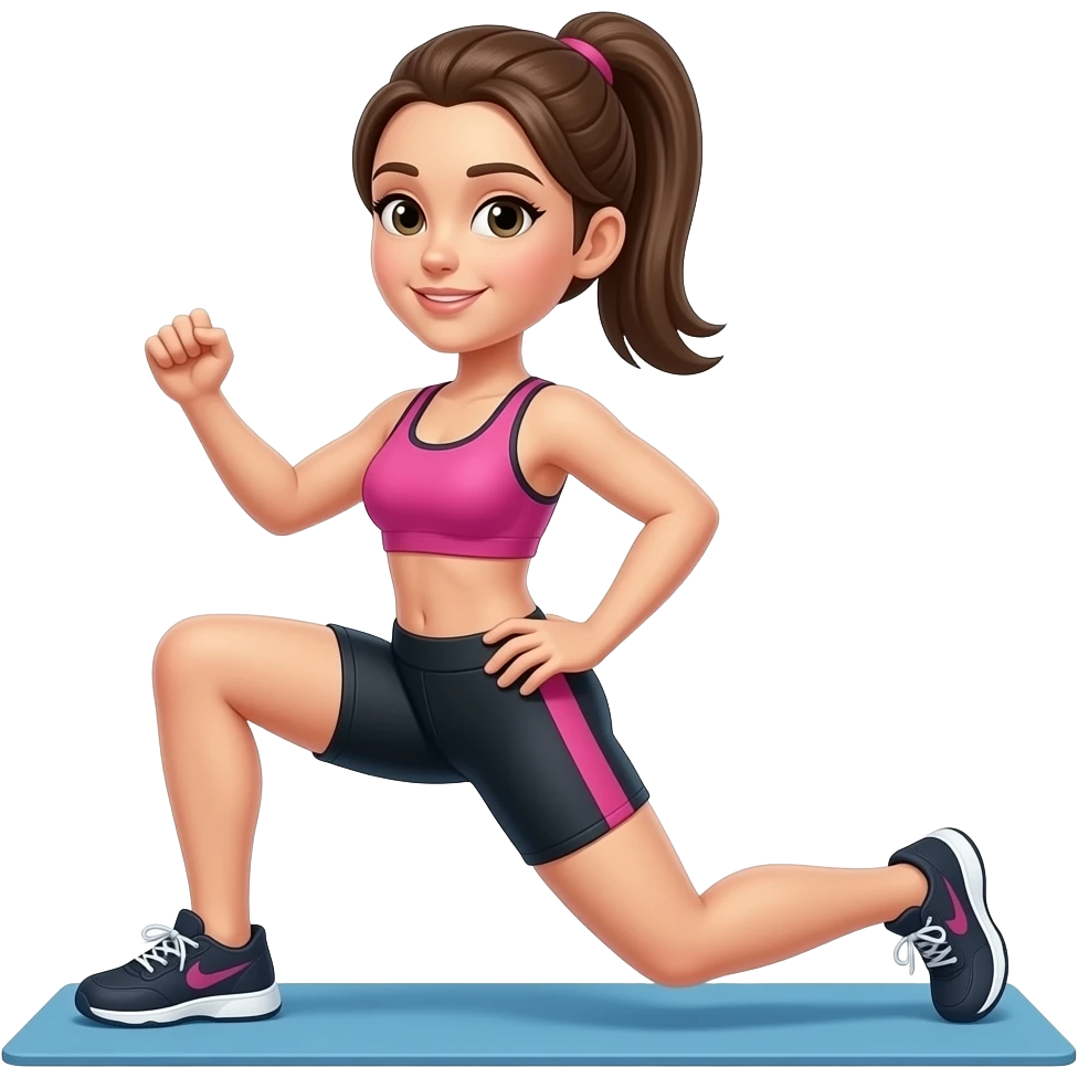 Mulher com rabo de cavalo malhando perna emoji