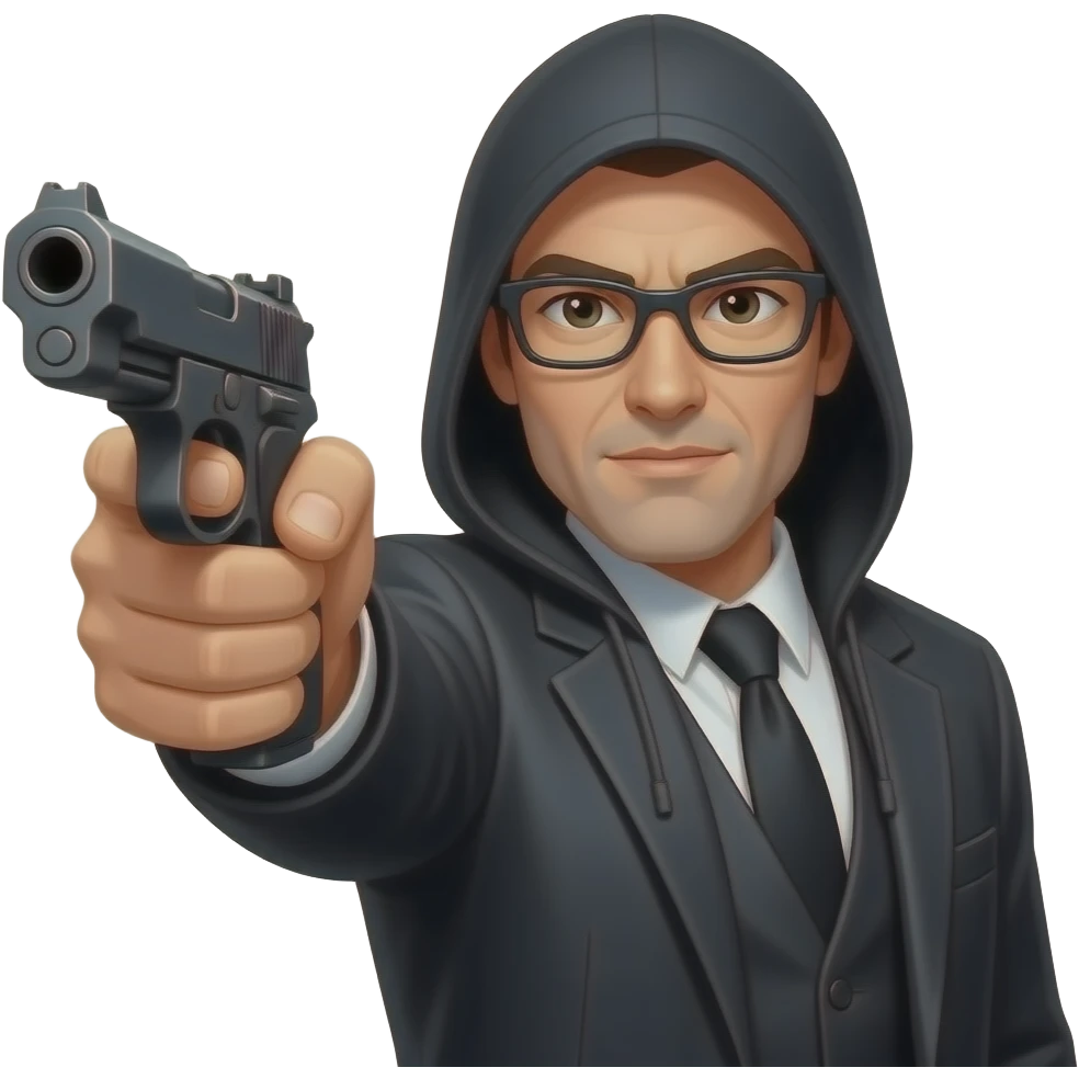 As un ladrón apuntando a ala camara Con una pistola emoji