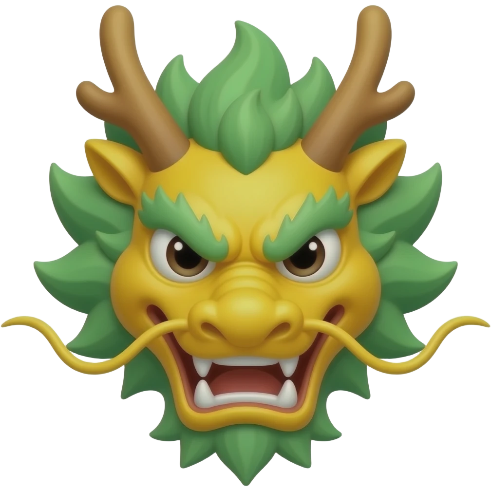 crea la cara de un dragon de china en amarillo y verde, angry emoji