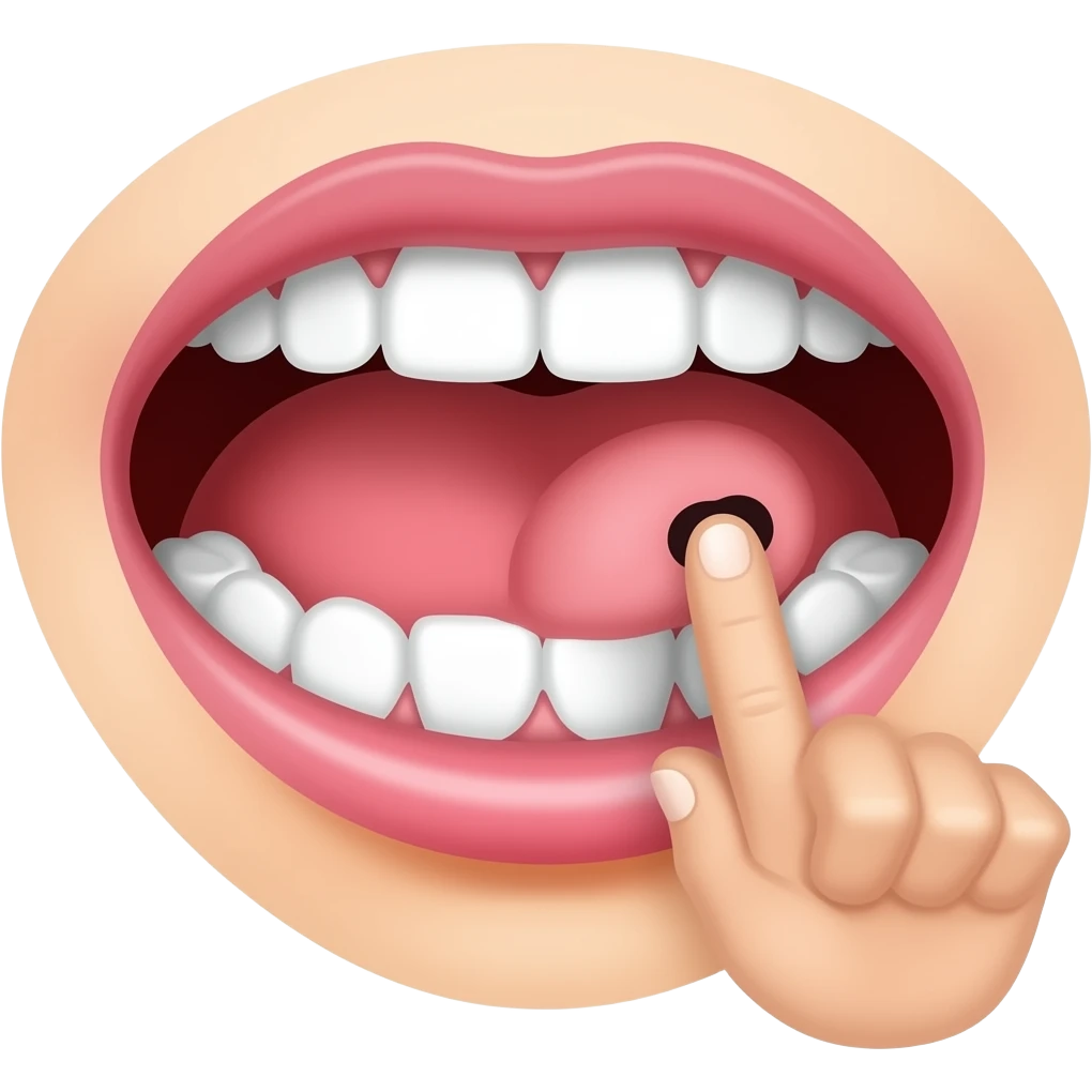 Une bouche qui mord son doigt pour montrer que je suis coquin style iphone emoji