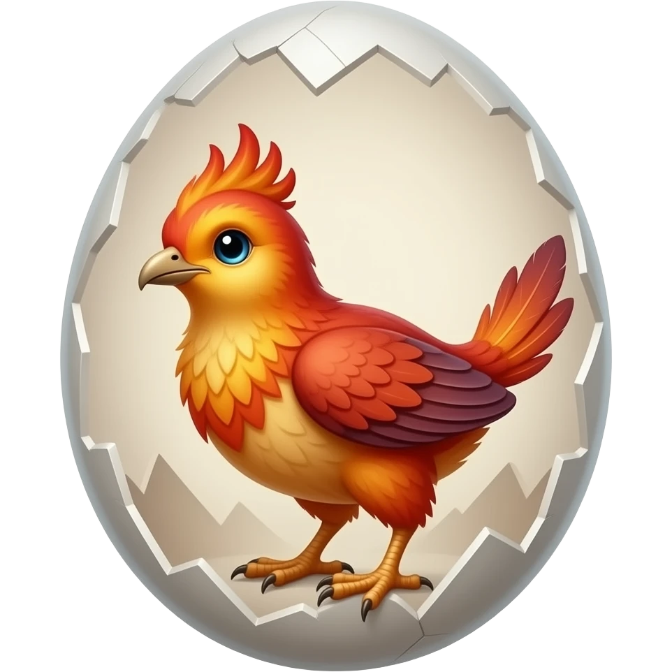 Птенец птицы Феникс сидит в яйце emoji