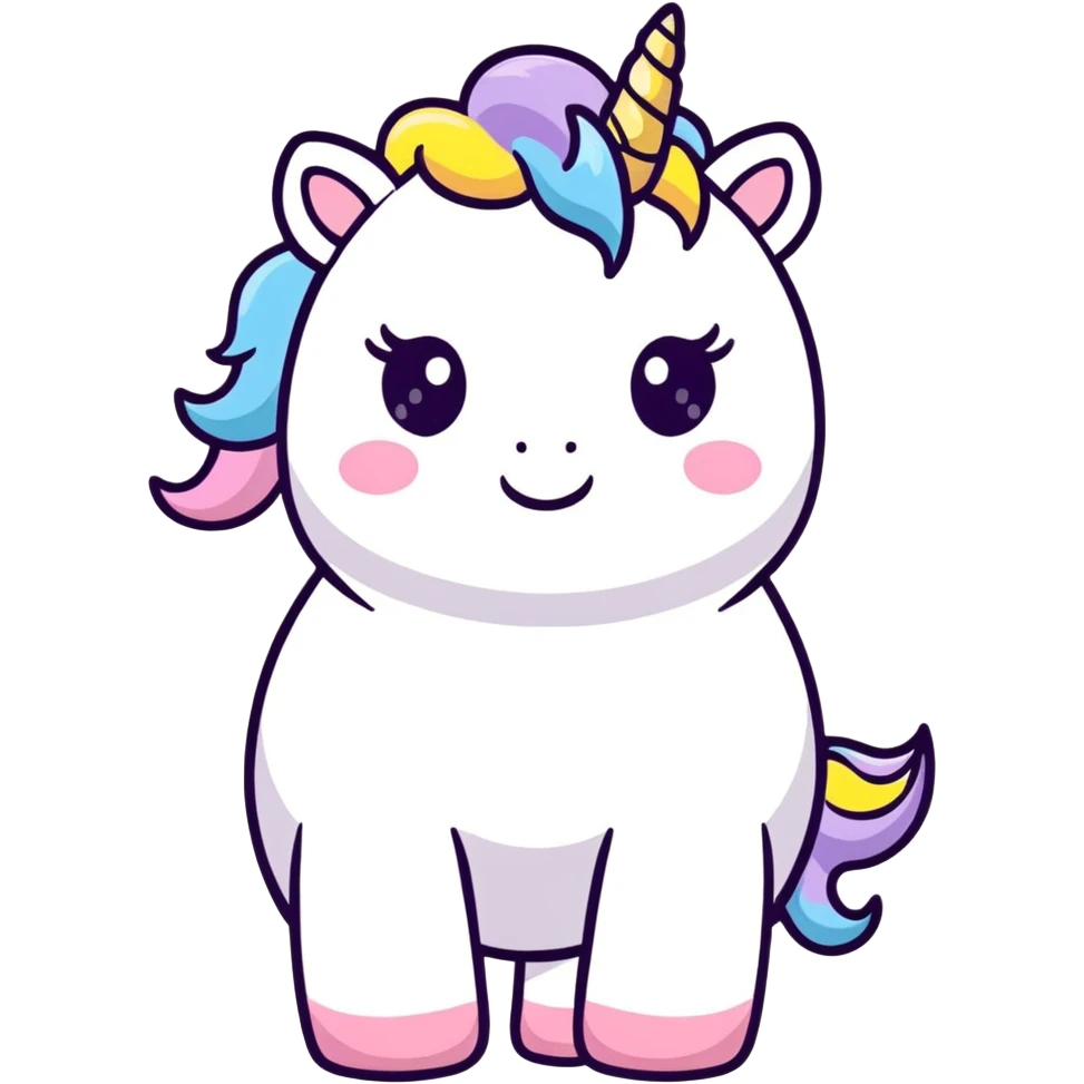 Fluffy unicorn with funny pose emoji