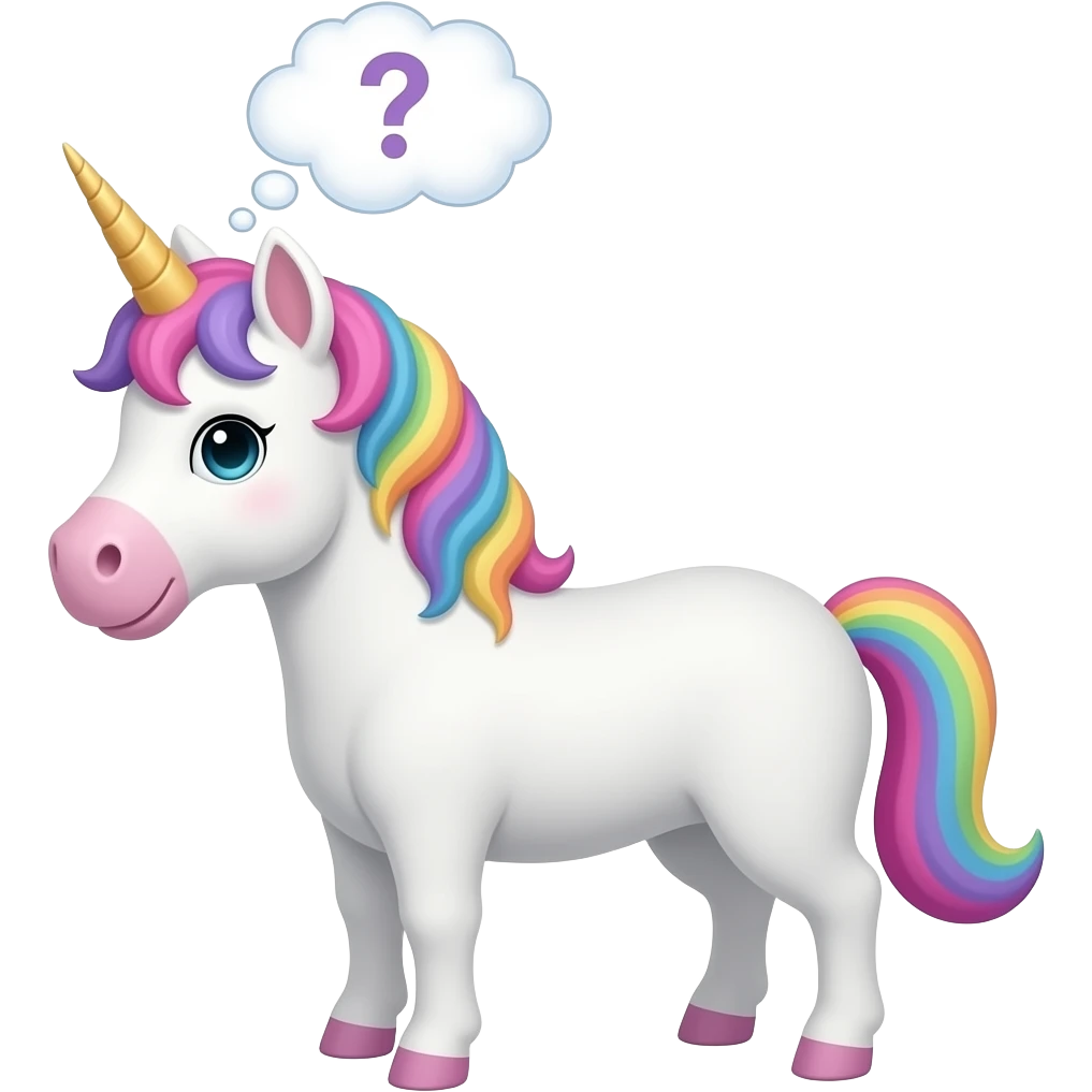 unicorn think head question mark emoji