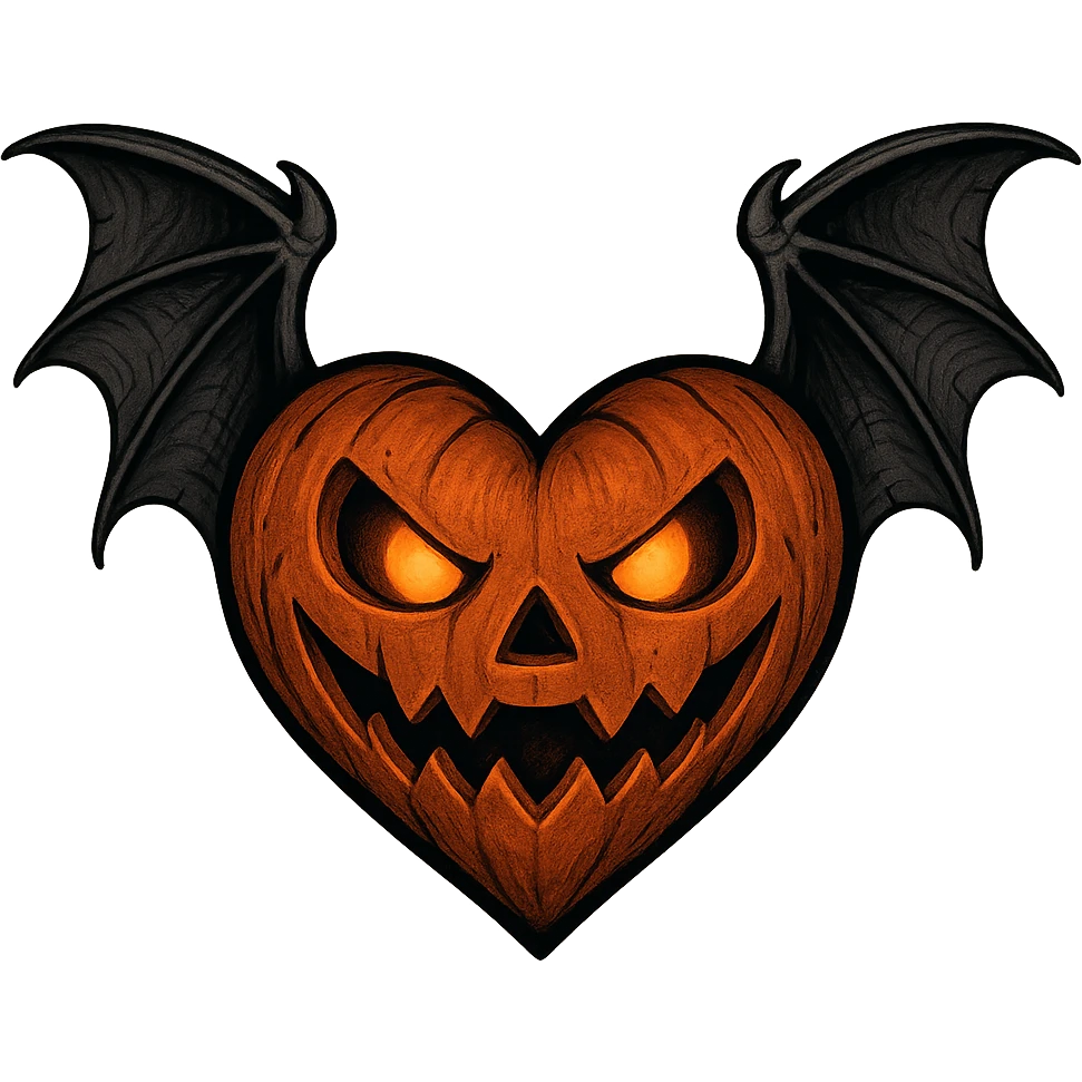 halloween heart with wings,no background emoji