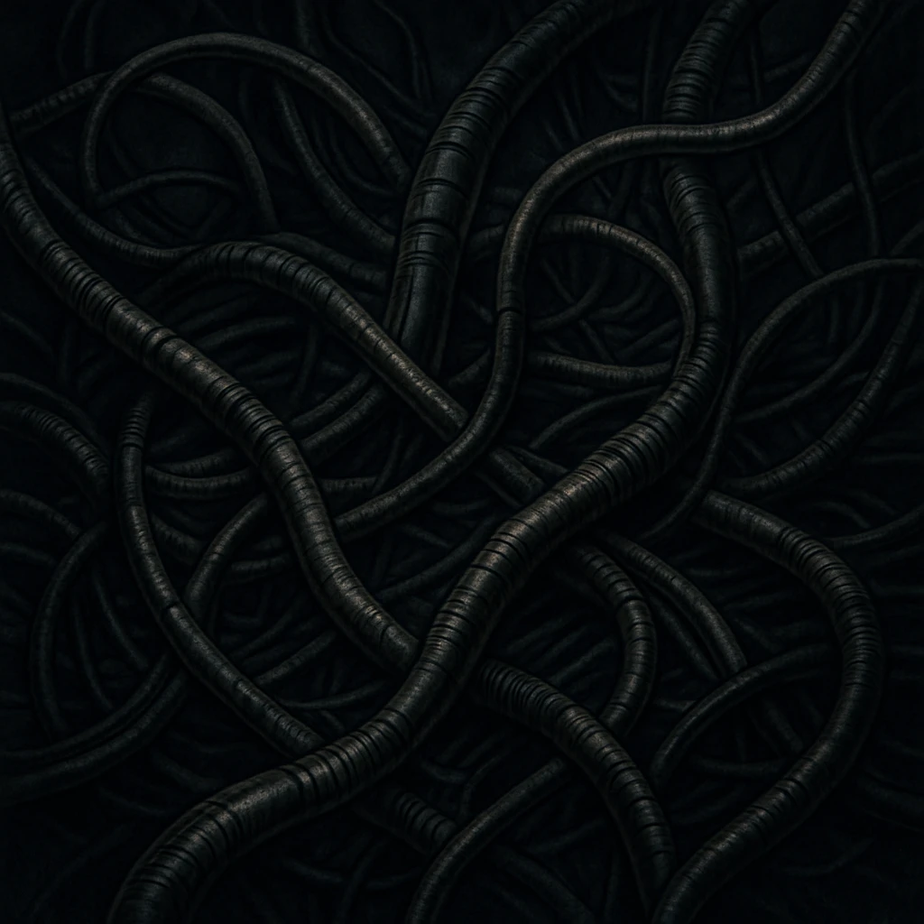 intertwined wires in the style of H.R. Giger, biomechanical, dark, surreal, intricate details emoji