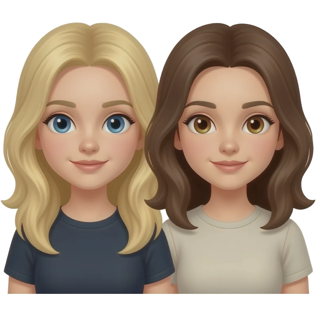 one blonde girl and two brunette girls emoji