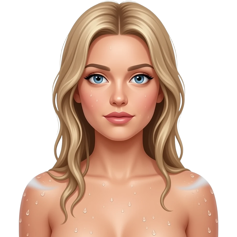 White blonde woman naked standing in shower emoji