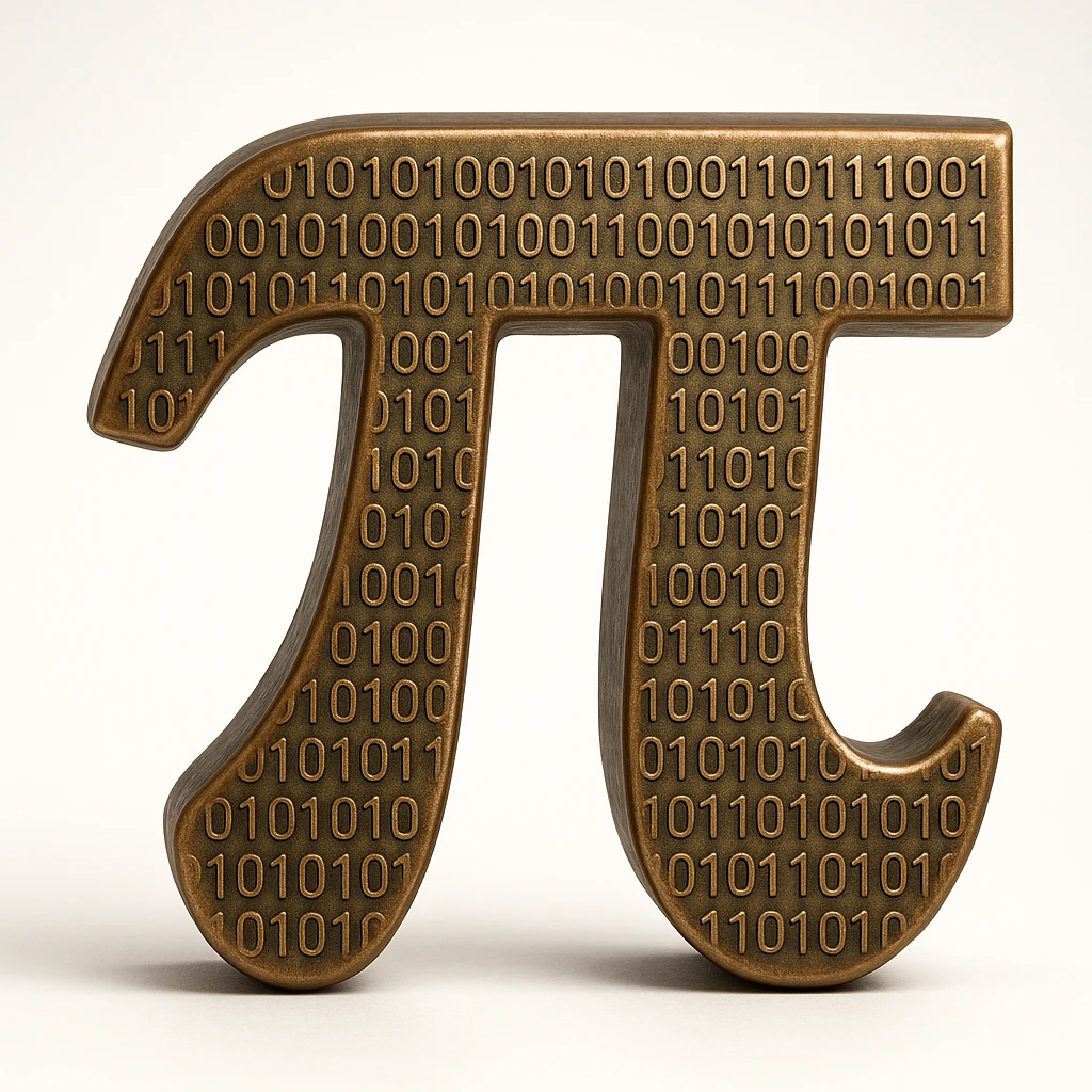 combine the π (pi) math symbol, binary code emerging from it. emoji