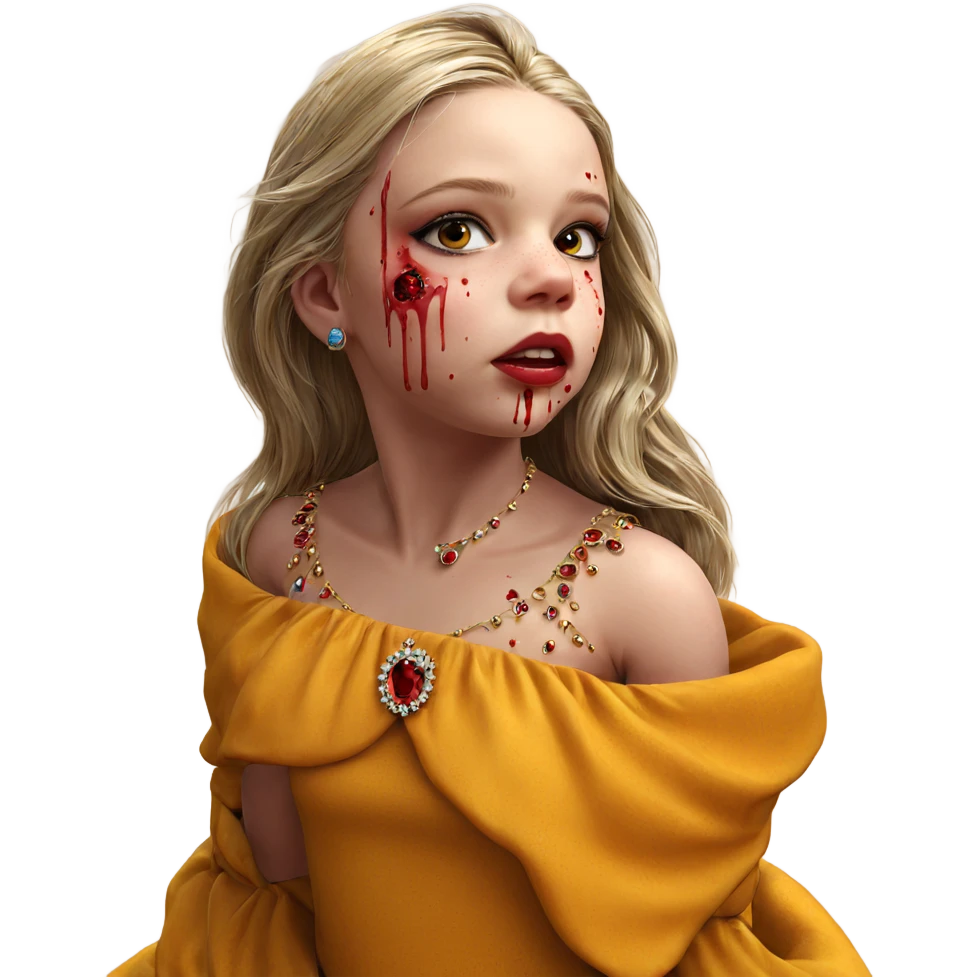 bloodied beauty with jewels emoji