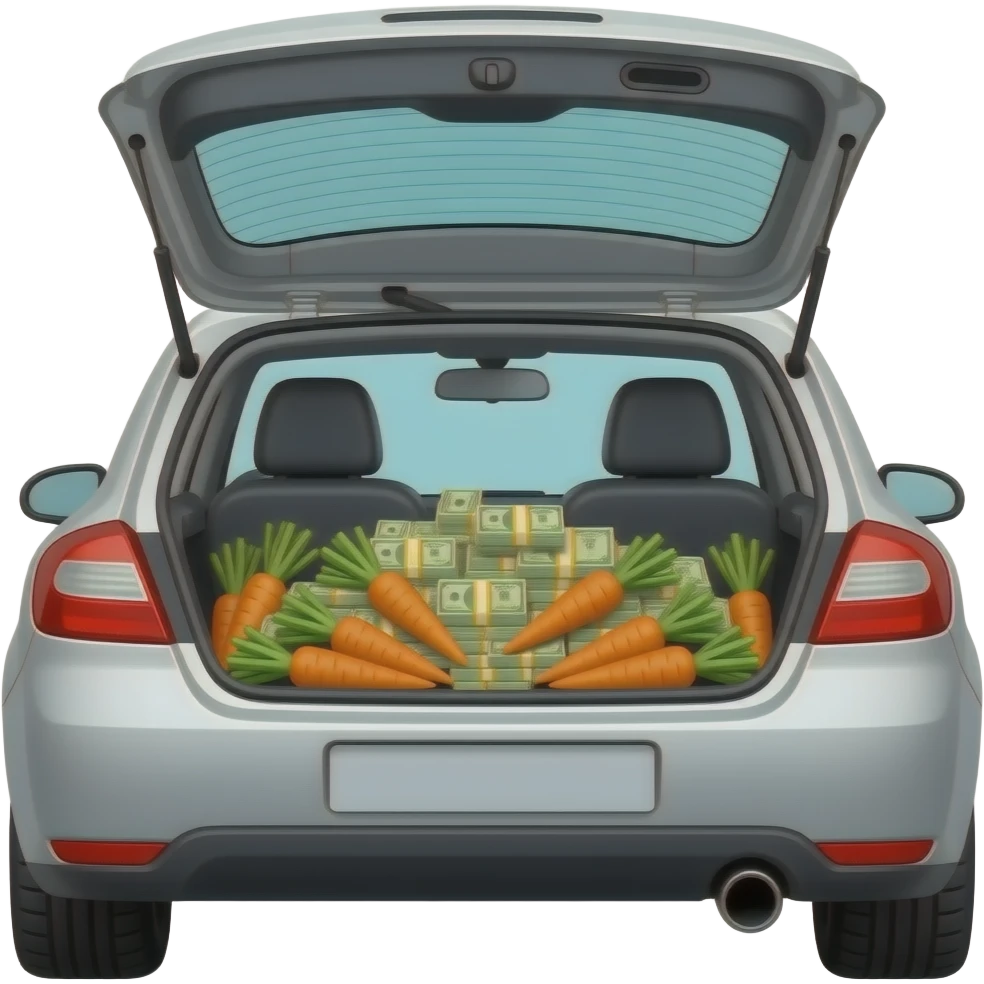 Car full of carrots and money emoji