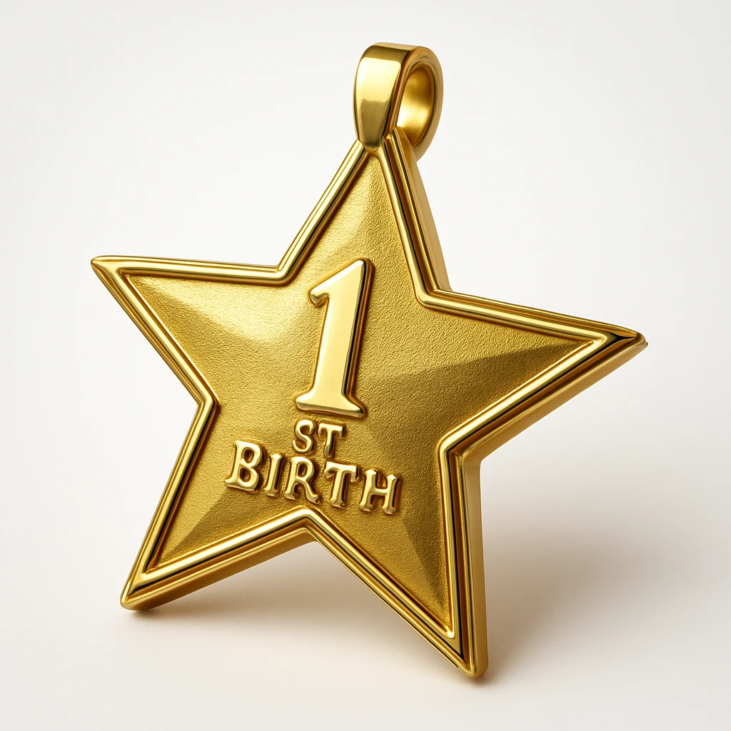 a glittery golden star-shaped medal, frontal view emoji