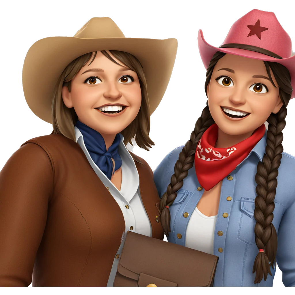 smiling girls in western style emoji
