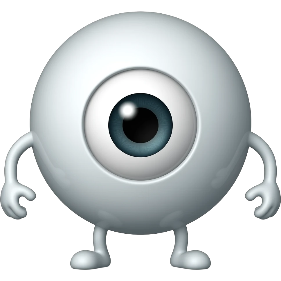 A ball with legs in one eye emoji