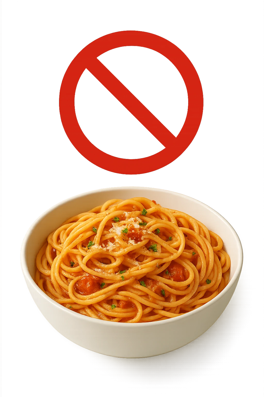 BOWL DI PASTA CON DIVIETO SOPRA,  realistici emoji