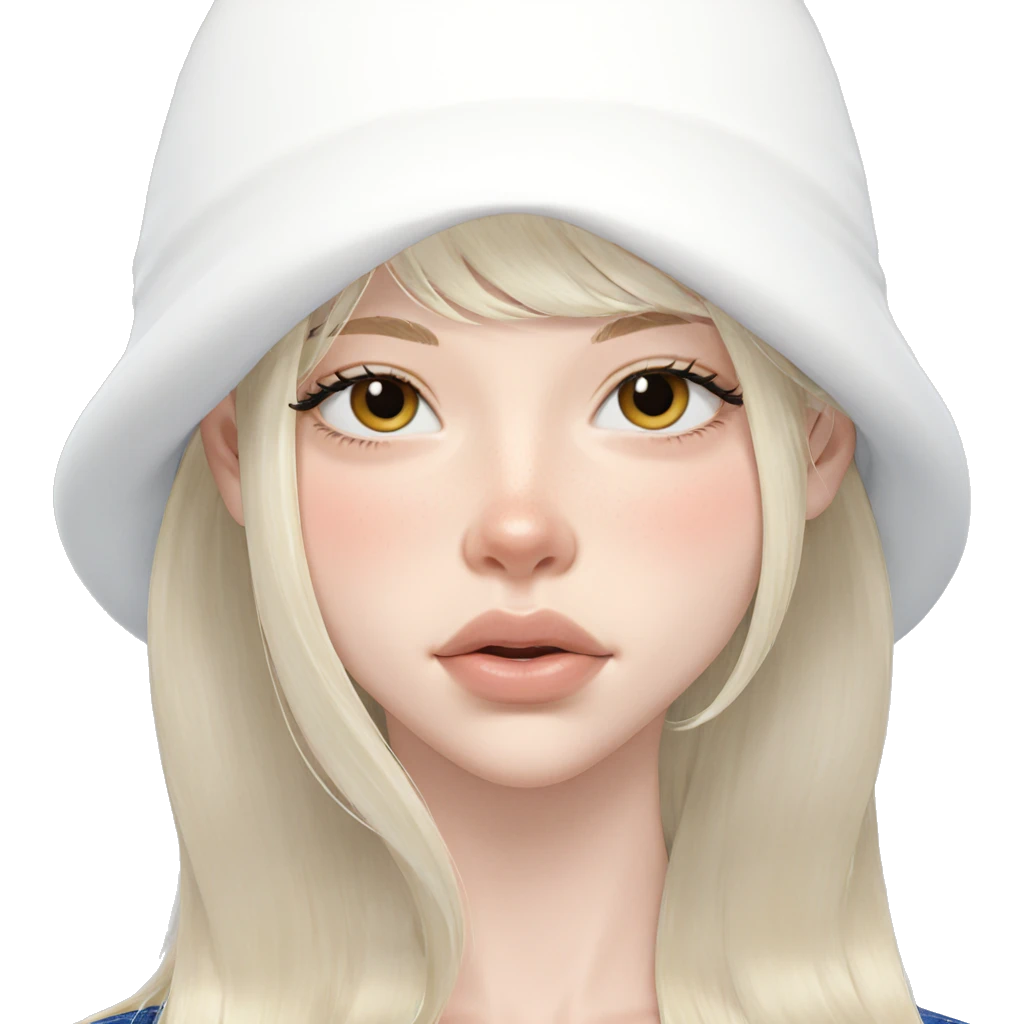 blonde girl in hat portrait emoji