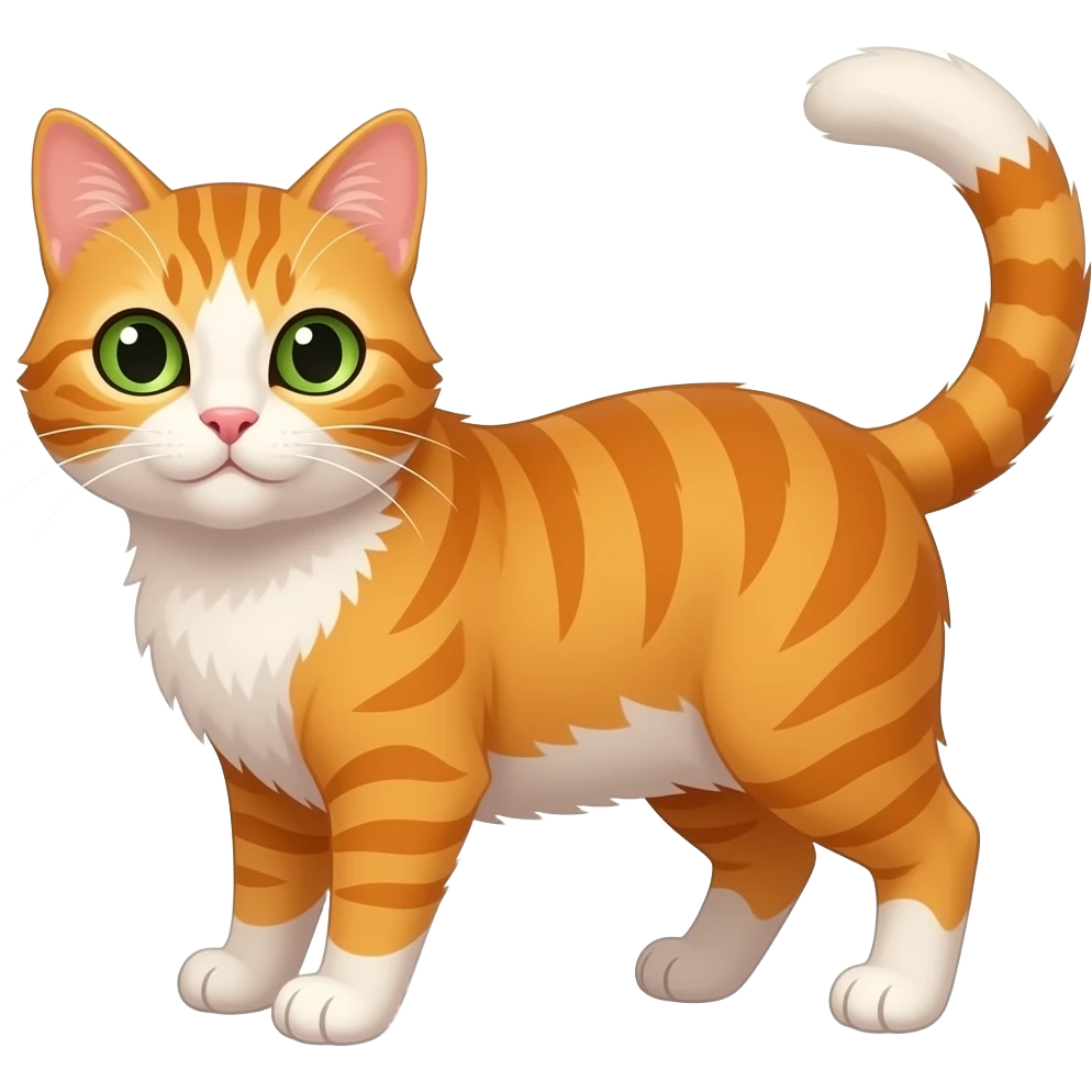 Orange cat with green eyes with white on tof its tail emoji