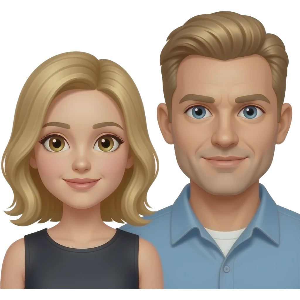 2 adults woman shoulder length blond man blond no hair on top of head but has hair on sides emoji