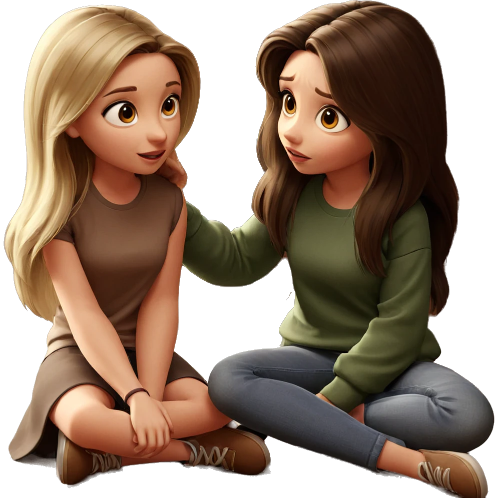 sisters in casual attire indoors emoji