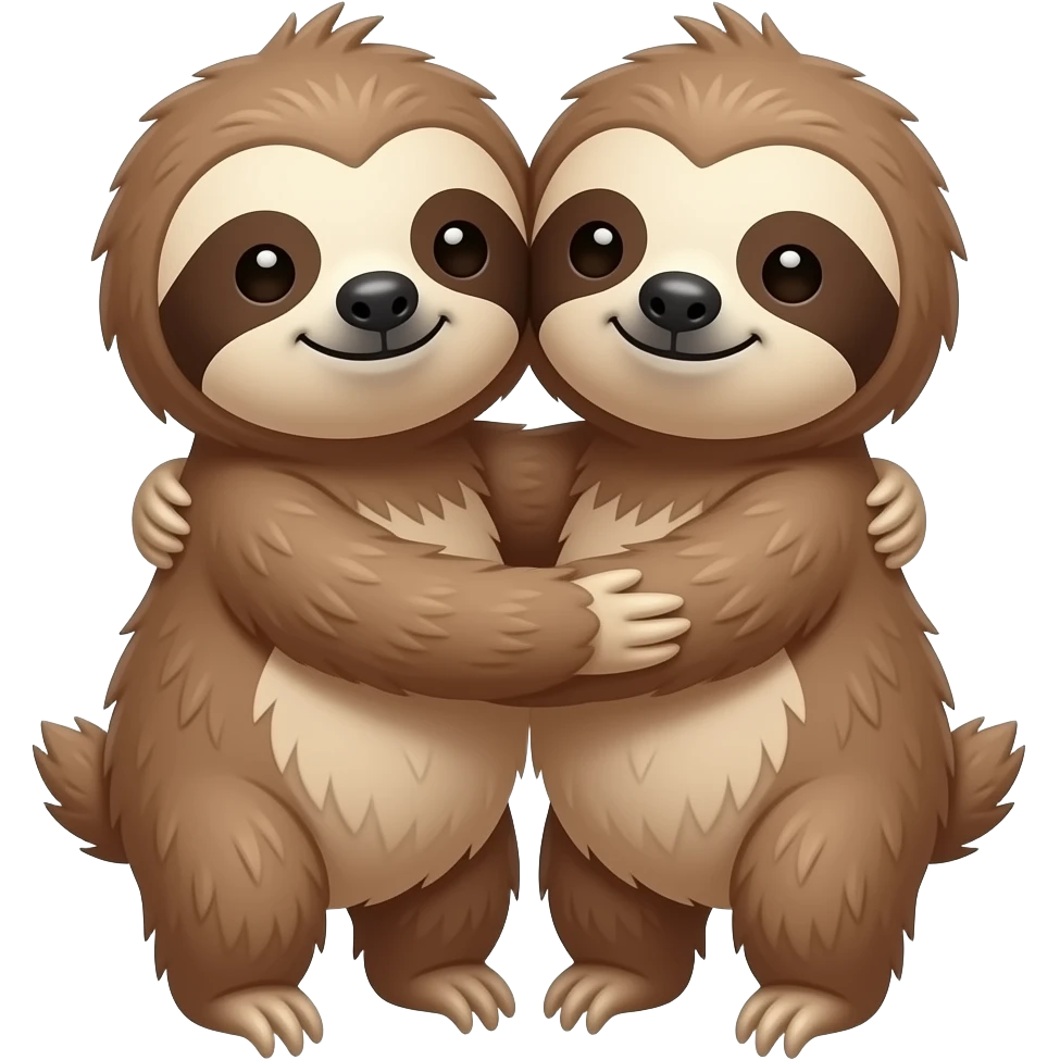 two cute sloth hugging each other emoji