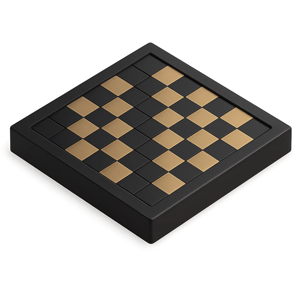 a gold chessboard in 3D black style emoji