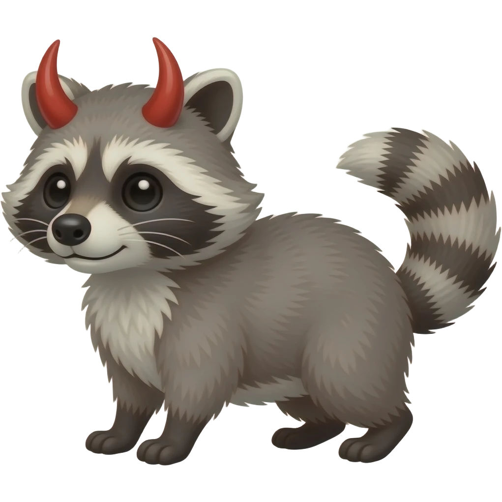 Raccoon with devil horn emoji