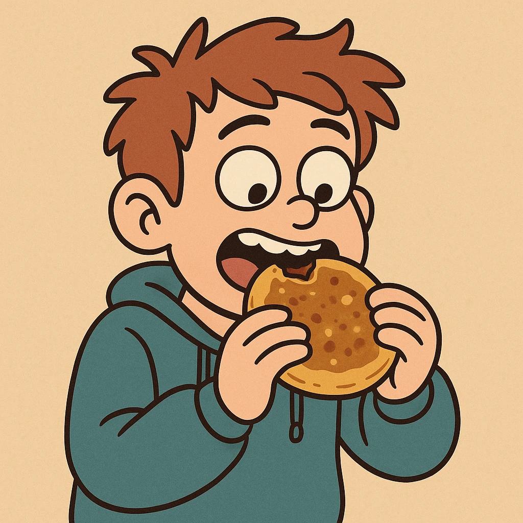 Hotteok a boy he's eating Hotteok emoji