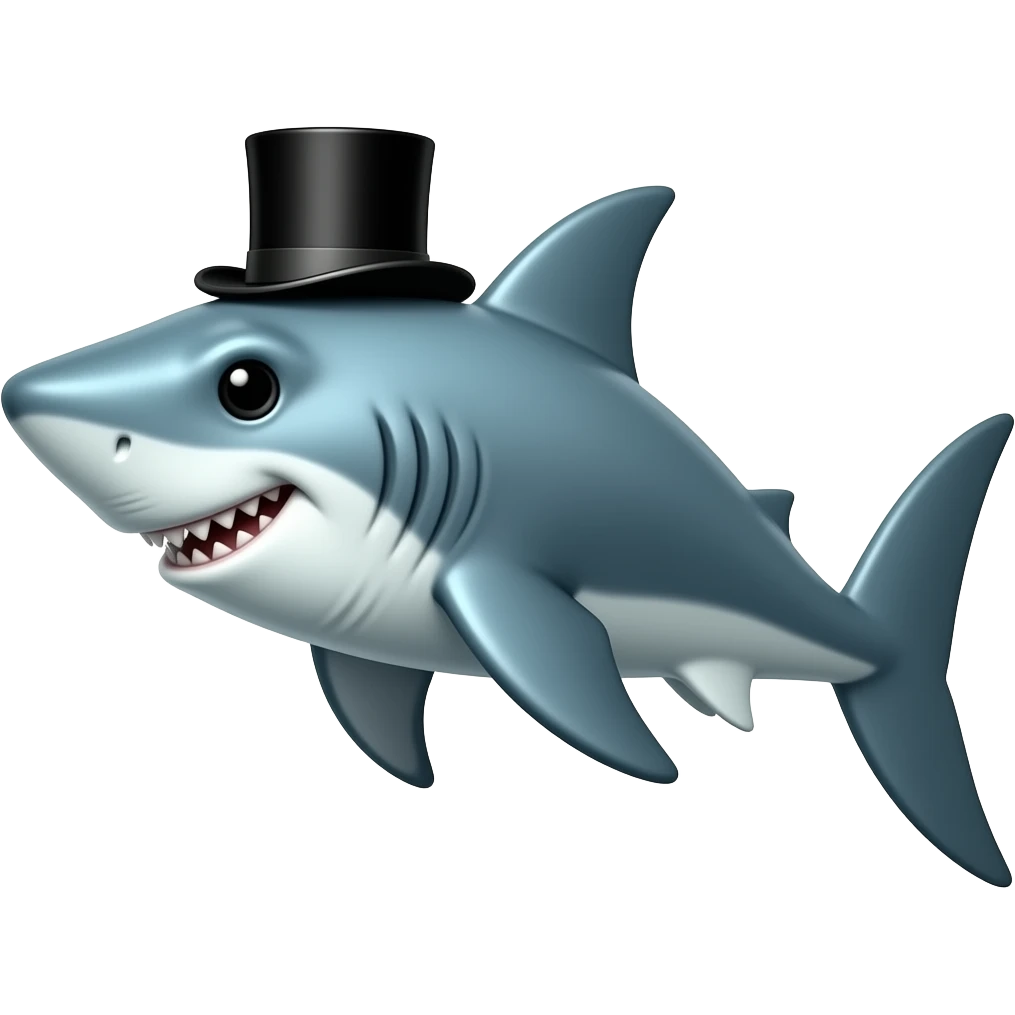 Shark with a top hat emoji