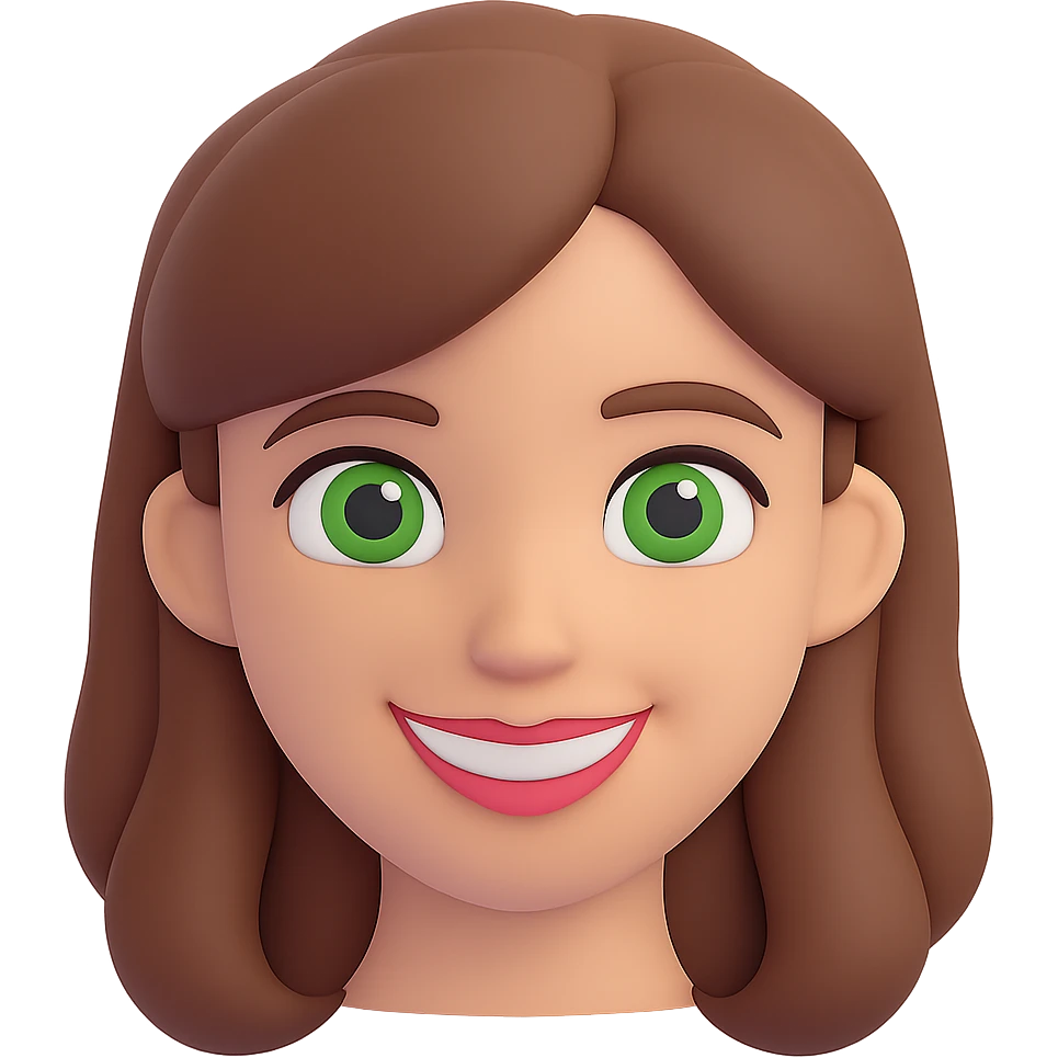 Make the woman smile in 3D emoji style, no background. emoji