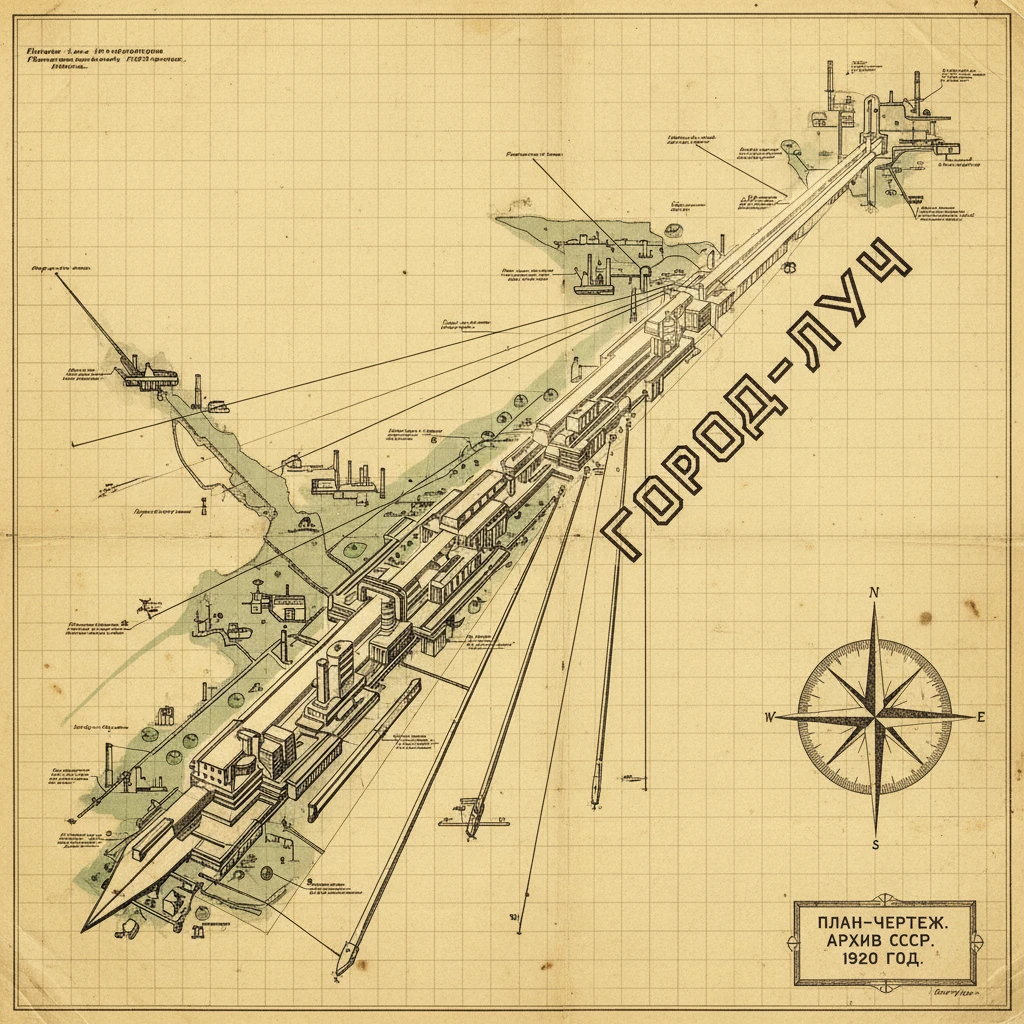 Город-луч от Москвы до Ленинграда

План-чертеж на карте. Архив СССР 1920 год emoji