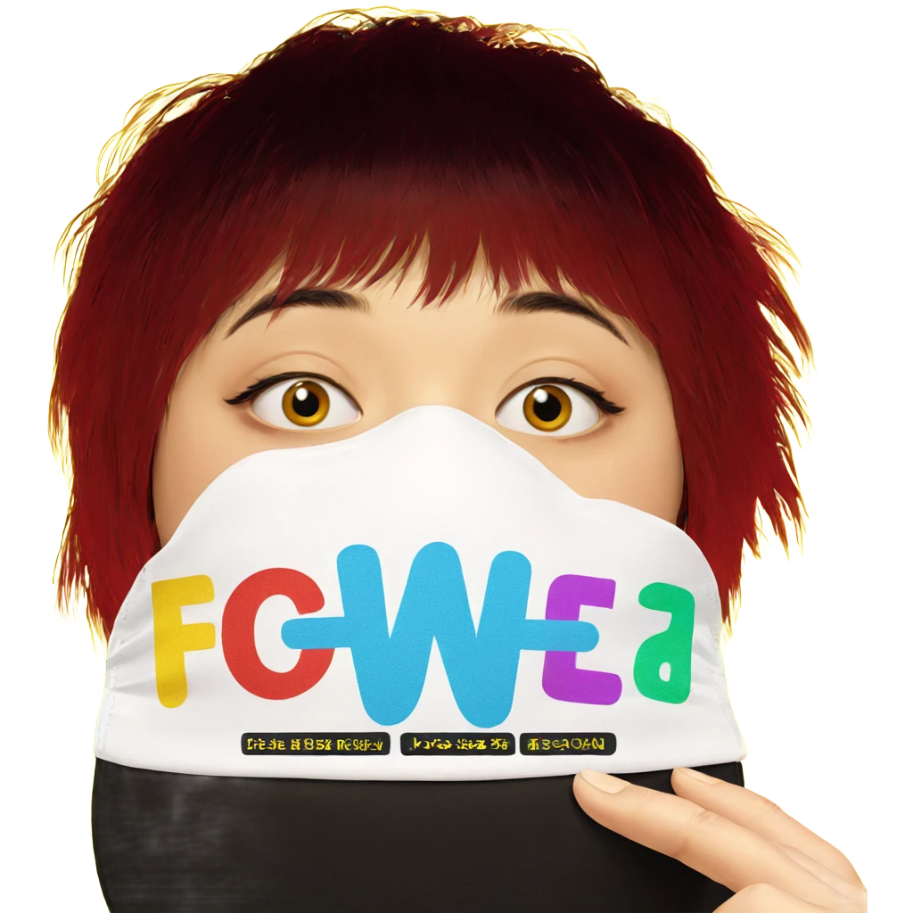 girl in mask on yellow emoji