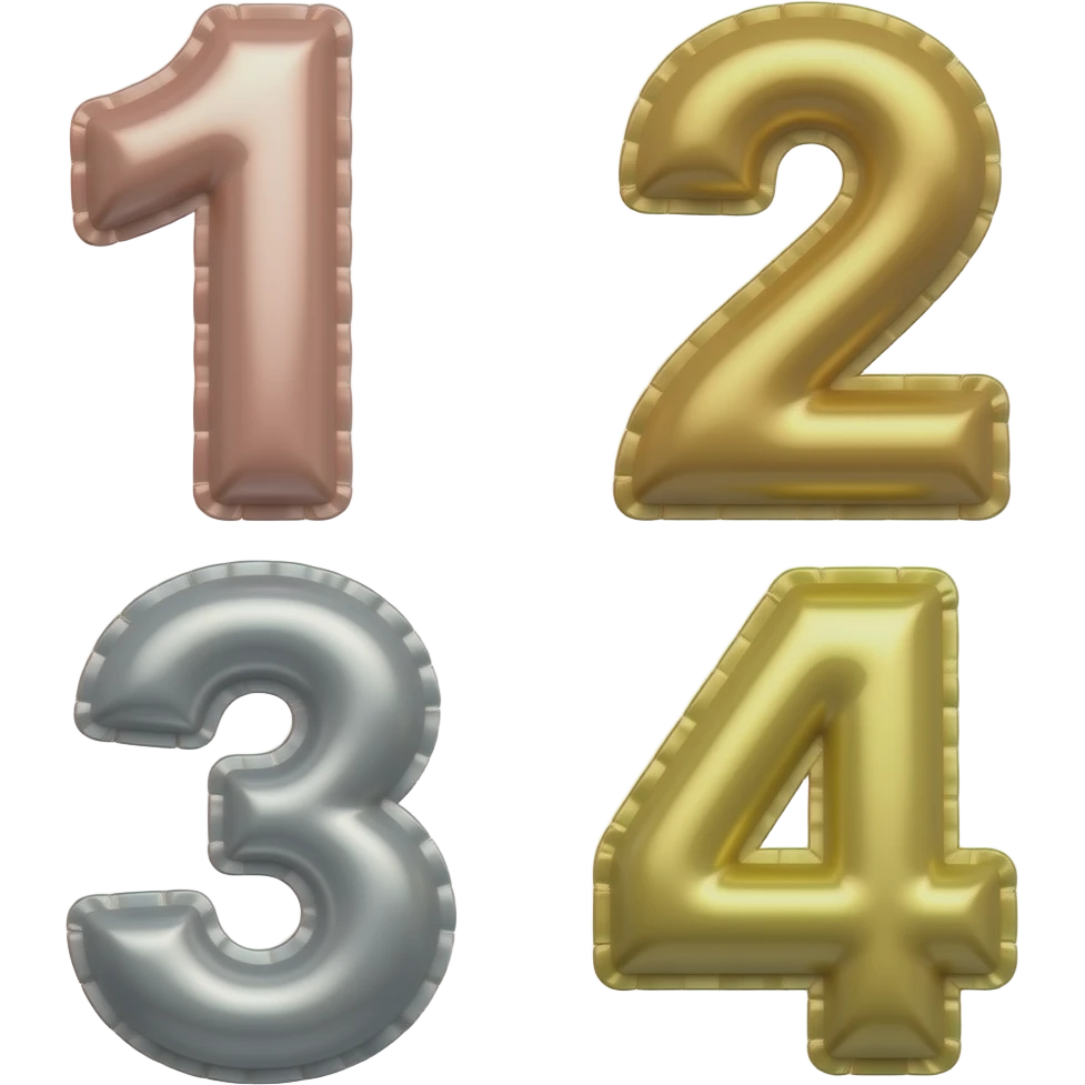 Balloon numbers 1 2 3 4 emoji