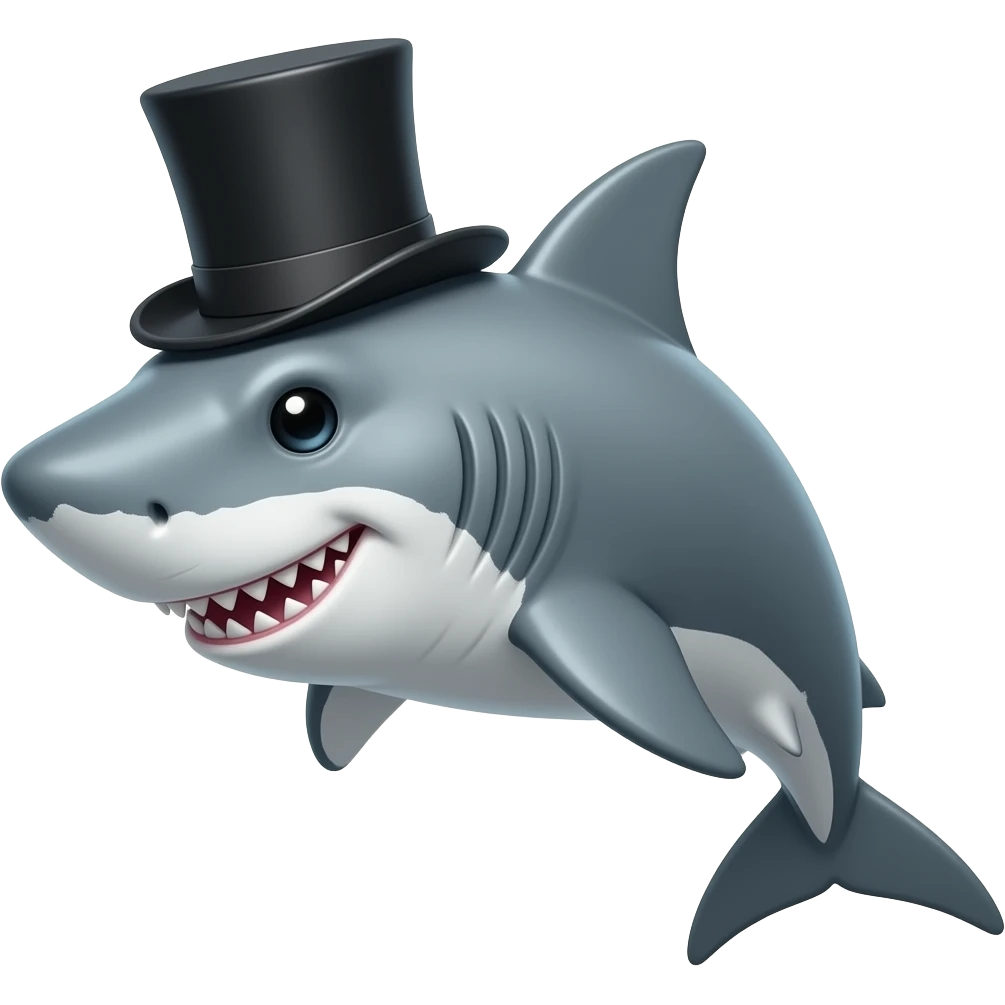 Shark with a top hat emoji